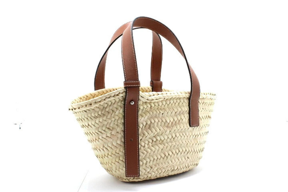 Loewe Bag Leaf Palm Leather Basket Tan